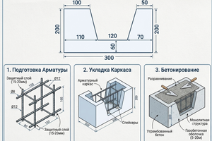 U-образный блок 300 мм: Размеры, назначение и правила армирования фото